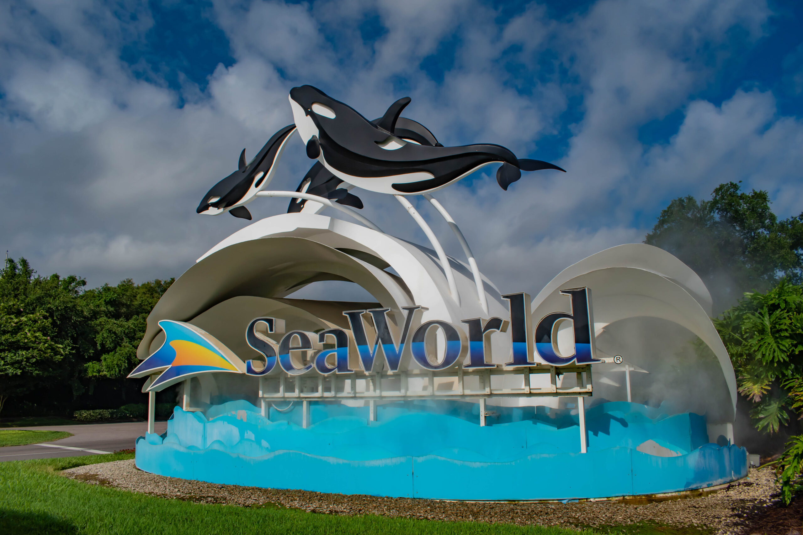 Orlando, Florida. June 17, 2019. Seaworld sign in International Drive area. 2